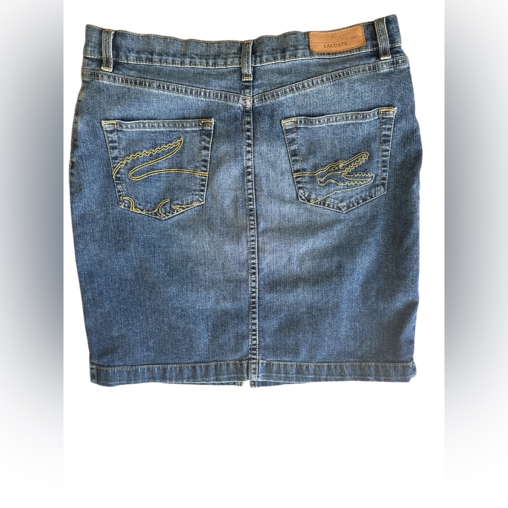vintage Lacoste Blue  jean Denim Skirt mini skirt alligator back  40 8  30 waist